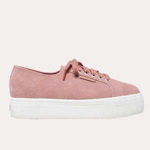 Superga suede platform sneaker in pink